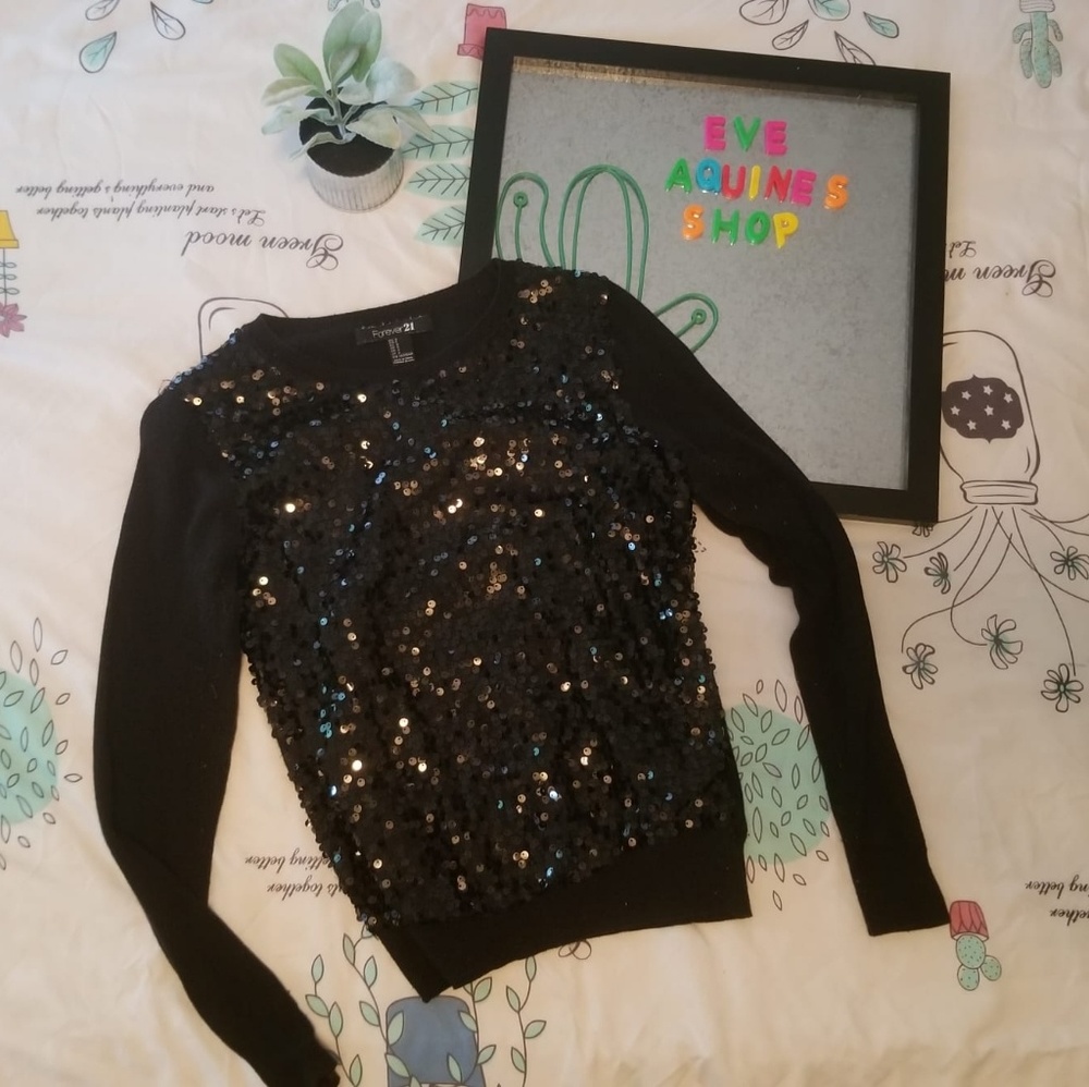 Forever 21 Black Sequin Sweater